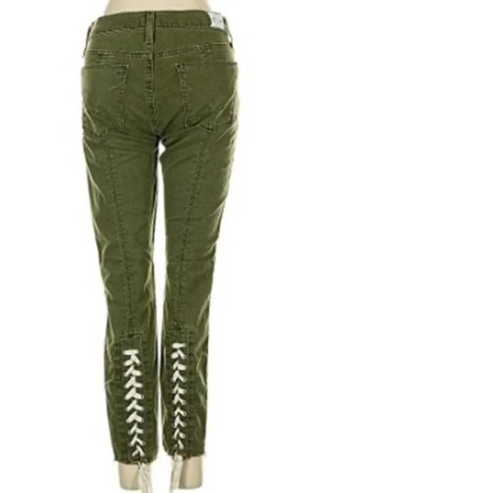 HUDSON NWT Nico Super Skinny Lace Up Crop Jeans‎ Olive Green 25x26 NWOT $245
